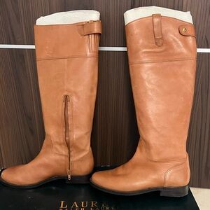 Ralph Lauren Jenessa Polo Tan Vachetta Milled Boots size 6B.